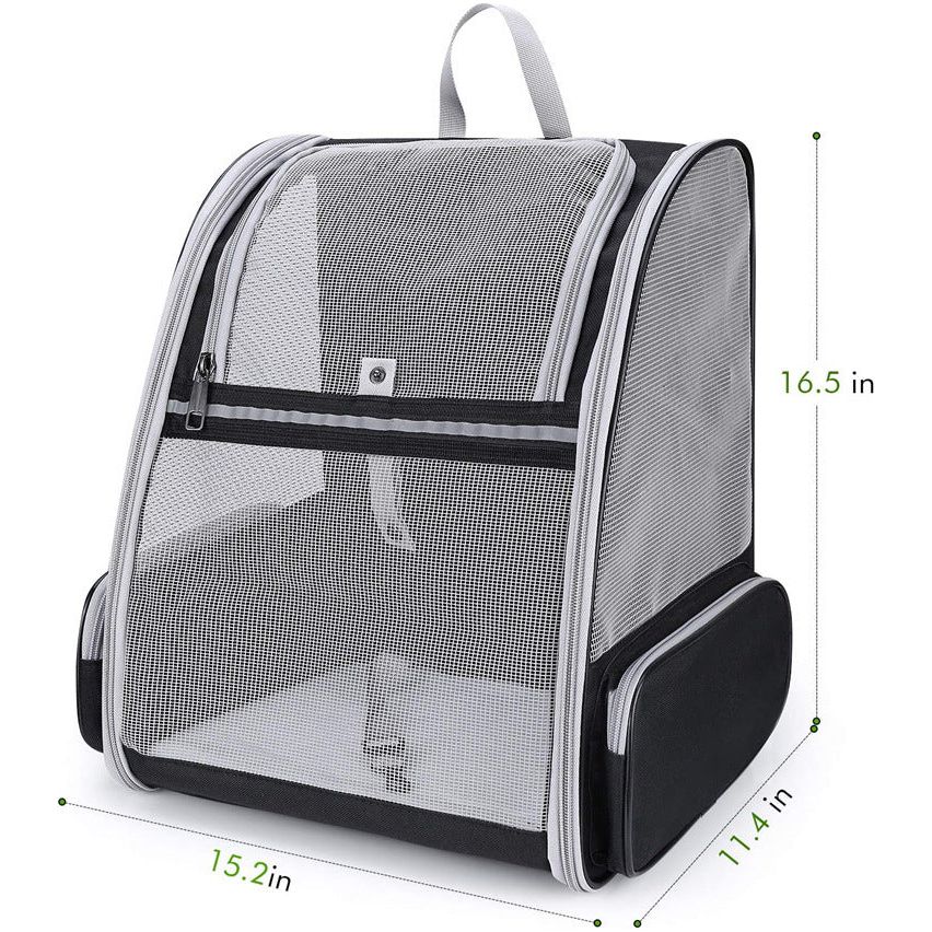 Black Foldable Pet Carrier Backpack - Breathable Mesh Travel Bag for Cats & Small Dogs