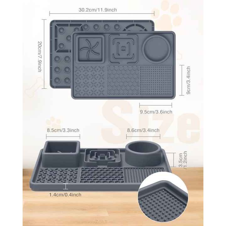Blue Multi-Functional Pet Slow Feeder Lick Mat - Durable Food-Grade Silicone Anti-Bite Bowl for Dogs