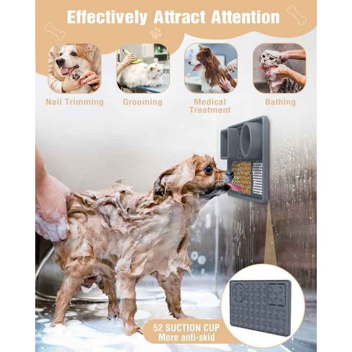 Blue Multi-Functional Pet Slow Feeder Lick Mat - Durable Food-Grade Silicone Anti-Bite Bowl for Dogs