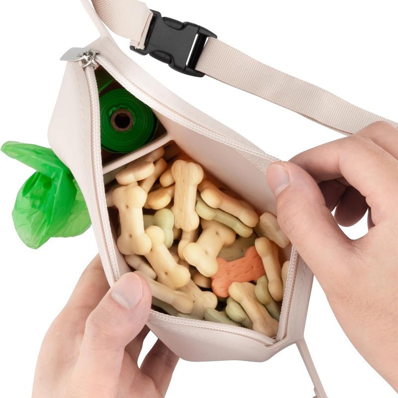 Blue Silicone Pet Treat Pouch for Dog Training - Portable Waist Bag with Waste Bag Holder