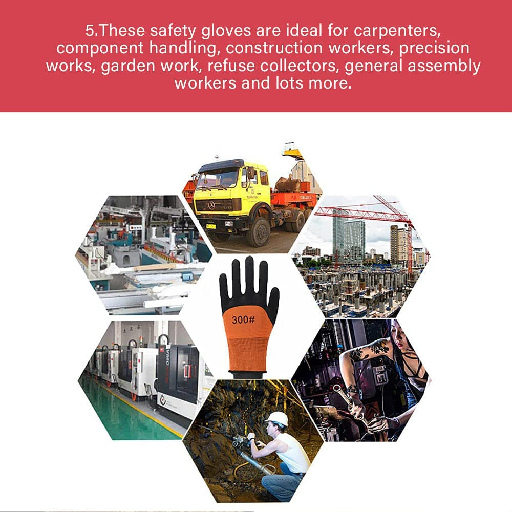 Safety Garden Gloves for Men Work Gloves with Palm Coated Breathable Rubber Coated Gardening Gloves Outdoor Protective Porter Working Gloves Large Size Mechanic Gloves Construction Gloves for Men