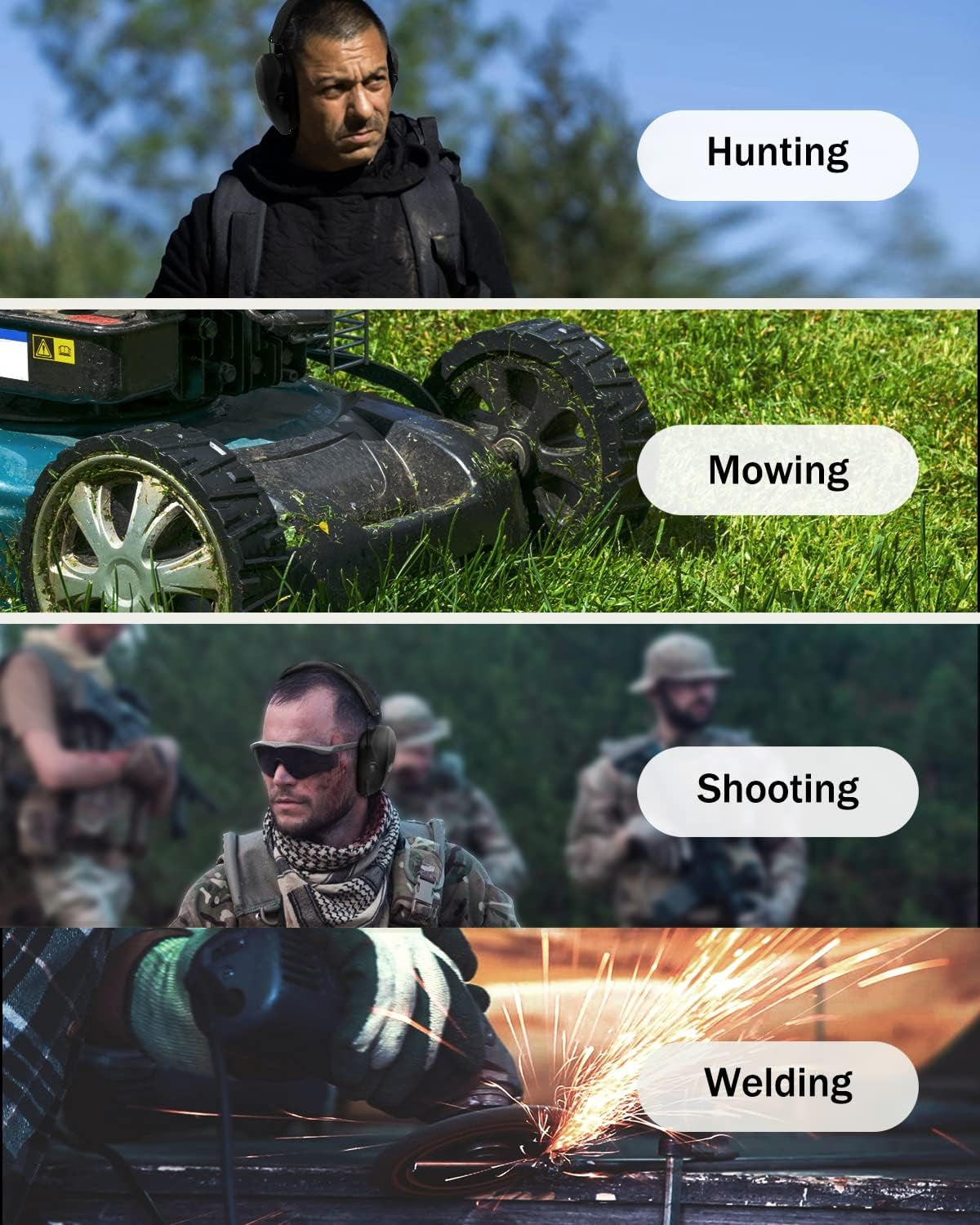 EM018 Shooting Ear Protection Noise Cancelling Safety Muffs NRR 27Db, Hearing Protection for Shooting, Hunting, Mowing