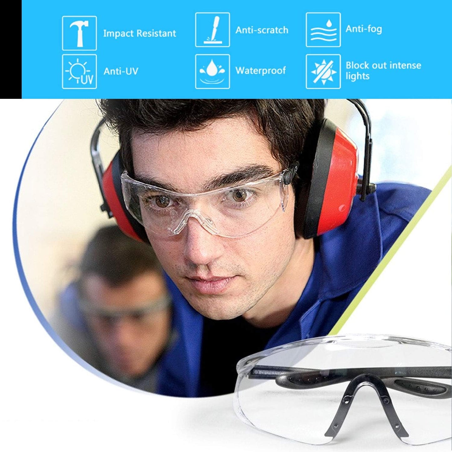 Safety Glasses anti Fog Extra Vision with Side Shields - Multi Purpose | anti Scratch - Impact Resistant | Eye Protection Clear Glasses Protective Glasses Safety Goggles Shooting Glasses