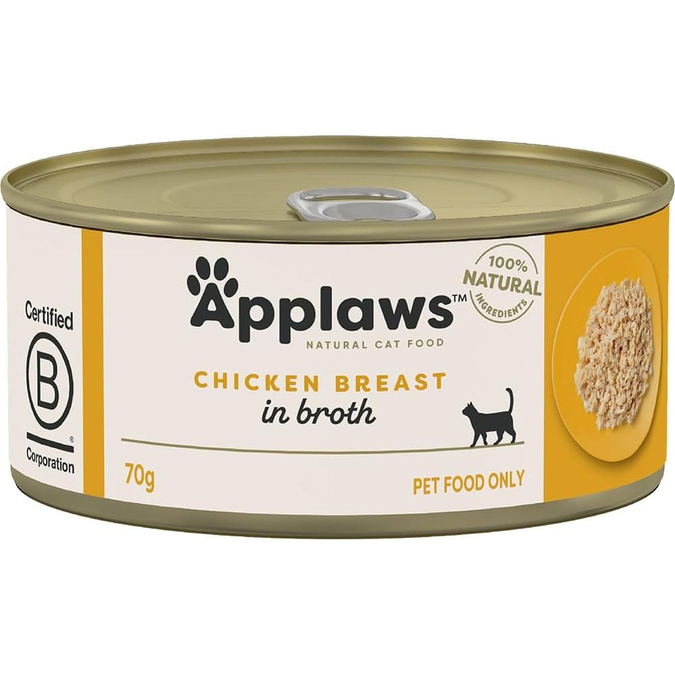 100% Natural Wet Cat Food Chicken Breast in Broth, Limited Ingredients Pet Food 70G Tin (Pack of 24)