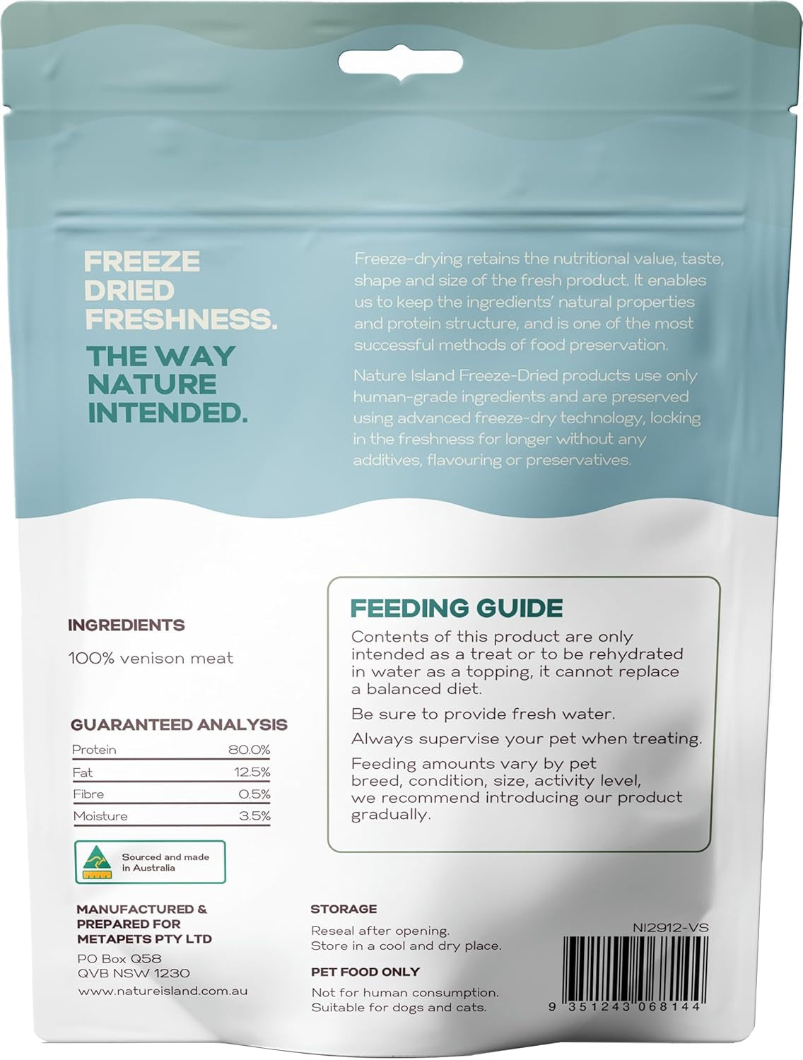 Freeze Dried Venison Steak Raw Treats for Cats and Dogs 80 G