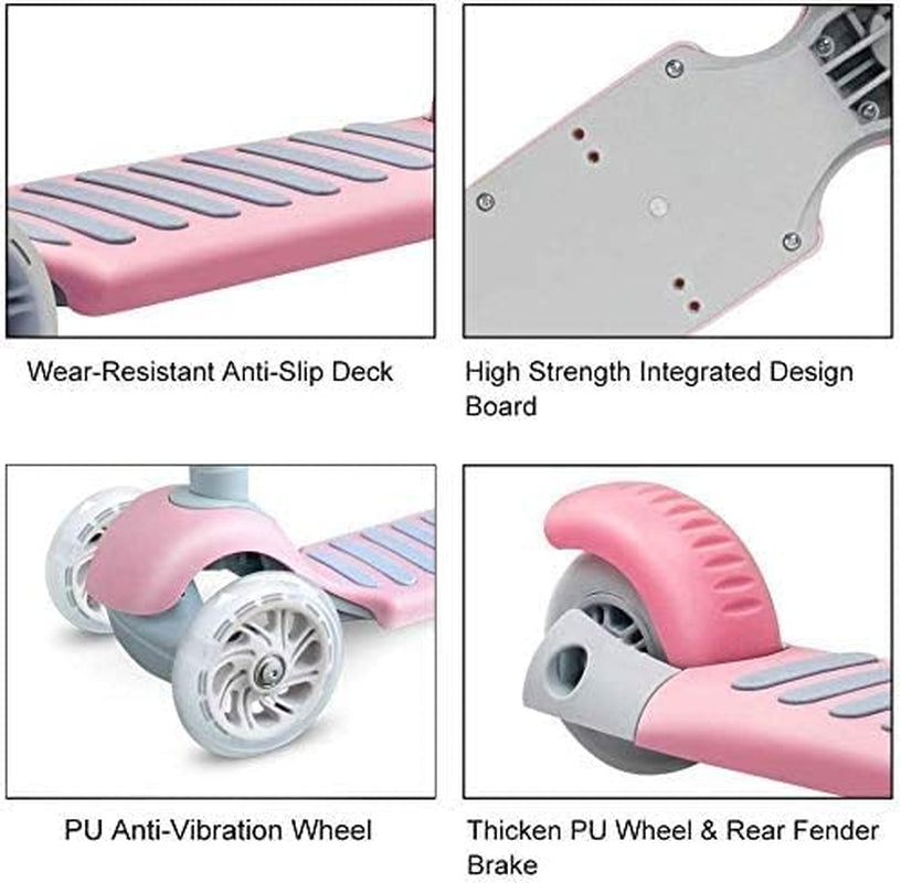 Scooter for Kids Kick Scooter for Toddler Girls Boys Scooter Kids 3 Wheel Scooter with Adjustable Height and Light-Up Wheels Scooter for Children Ages 3-12