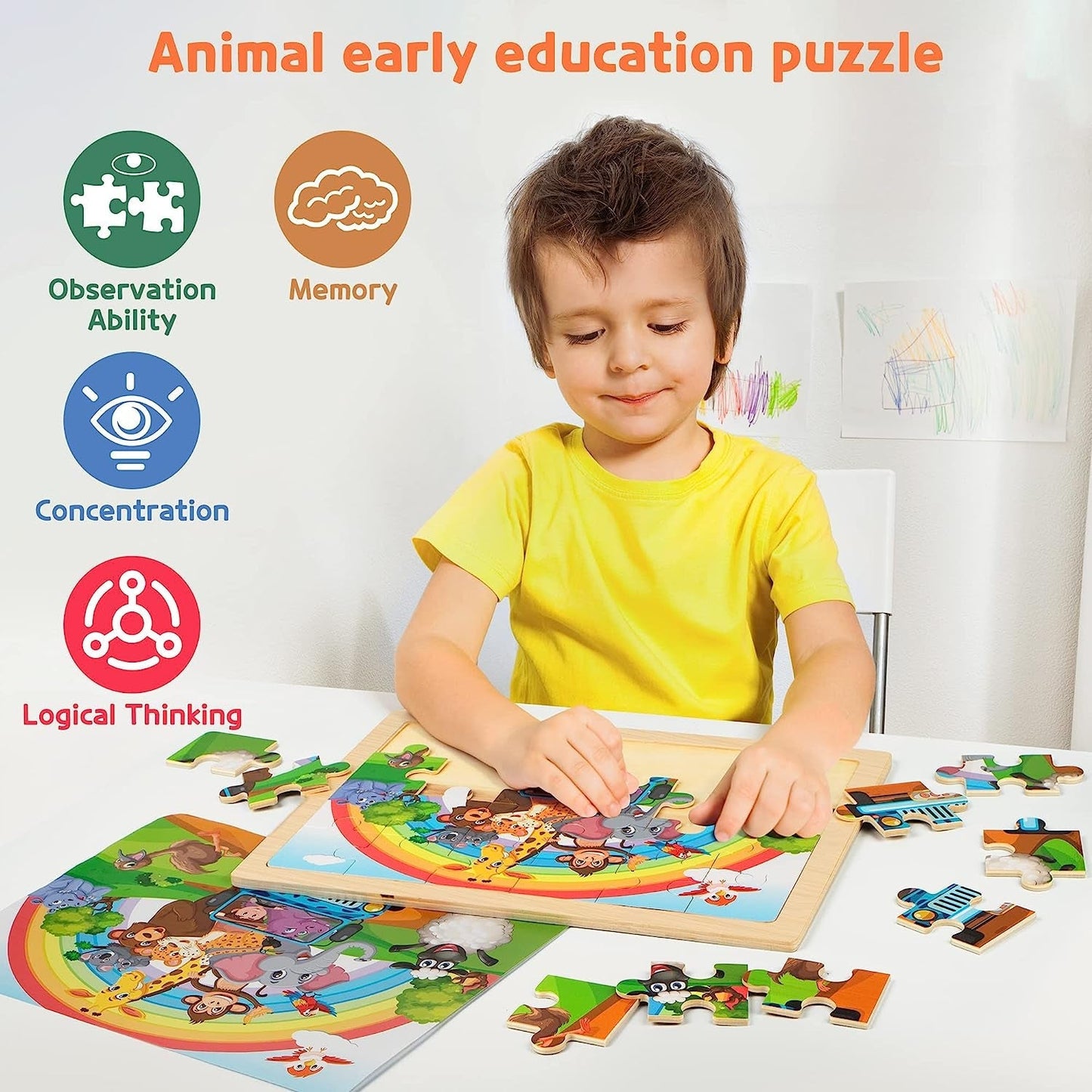 24 Wood Jigsaw Puzzles Educational Brain Teaser