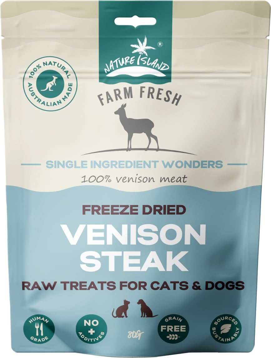 Freeze Dried Venison Steak Raw Treats for Cats and Dogs 80 G