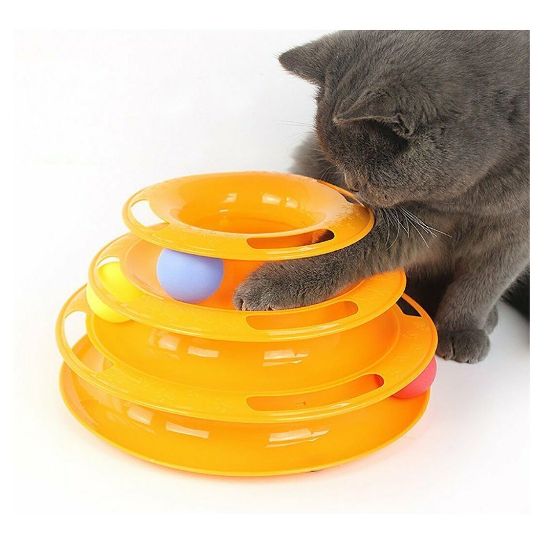 Funny Cat Toy Plastic Tower Interactive Track Ball Playing Game - Assorted Colours