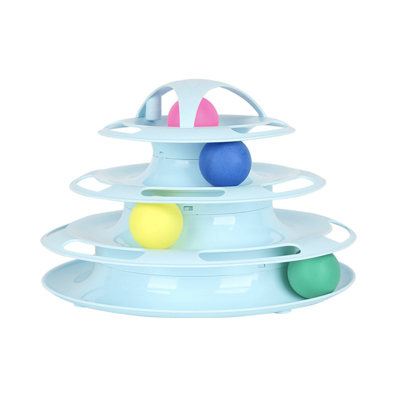 Funny Cat Toy Plastic Tower Interactive Track Ball Playing Game - Assorted Colours