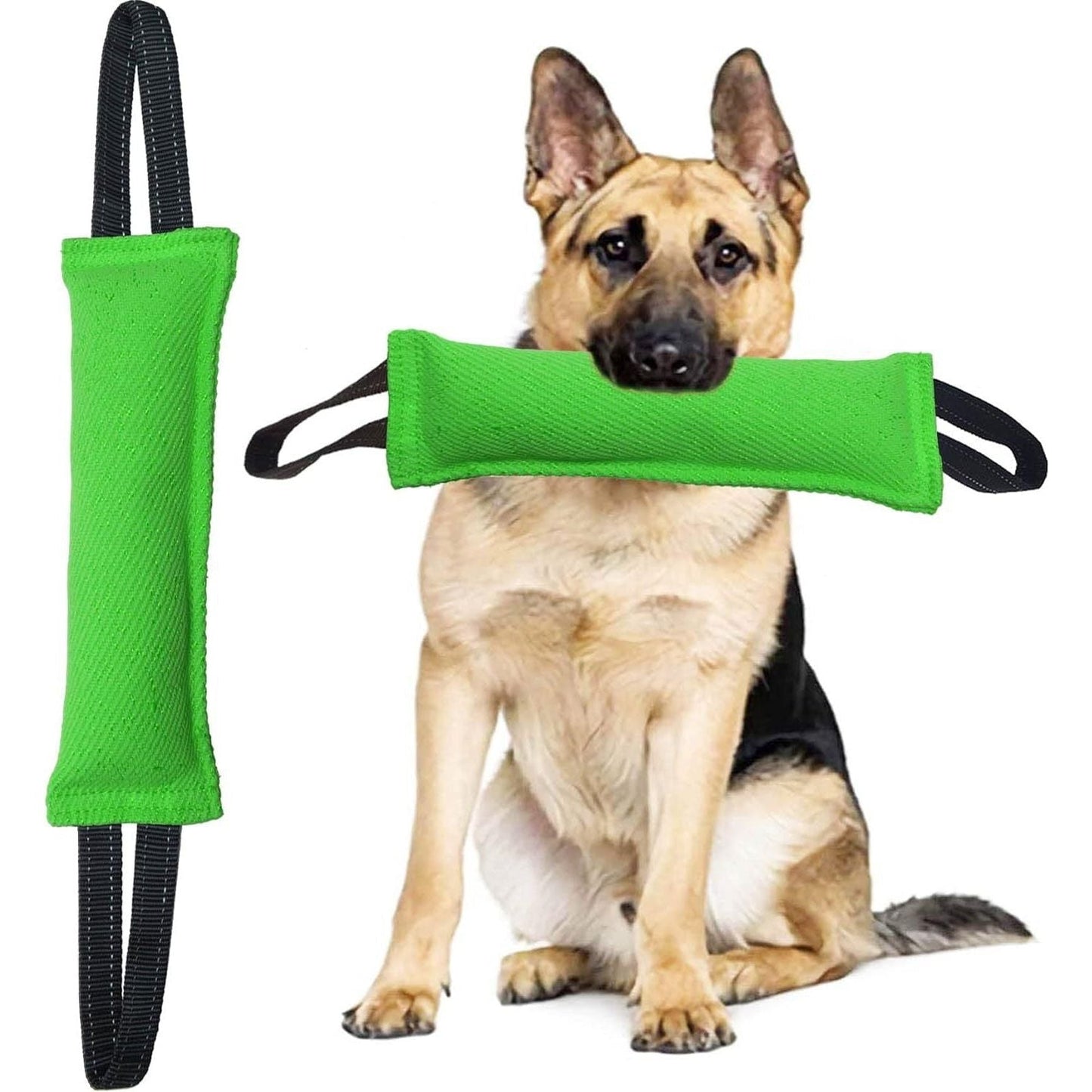 Green Durable 2-Pack Tug-of-War Dog Training Toy - Tear-Resistant, Safe & Interactive for All Breeds