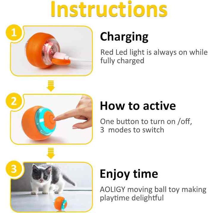 Interactive Electric Cat Toy Ball – Rechargeable Smart Rolling Pet Ball
