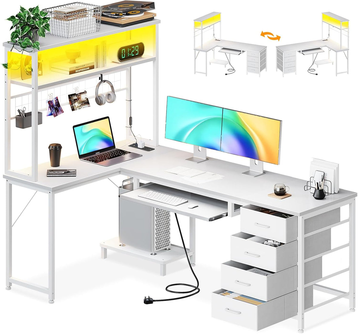 LED Corner Desk 59"