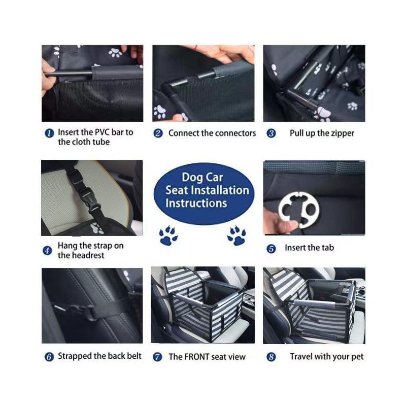 Stripe Easy Install Dog Car Seat - Mesh Booster for Small Pets