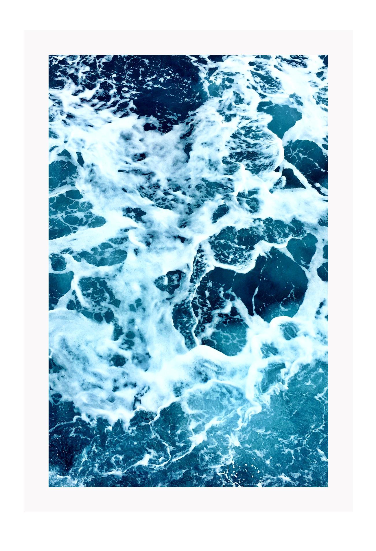 A natural blue ocean wall art with big waves.