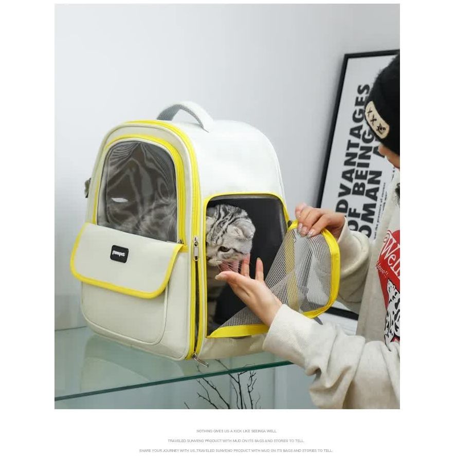 Yellow Pet Carrier Backpack - Space Capsule Design for Cats & Small Dogs