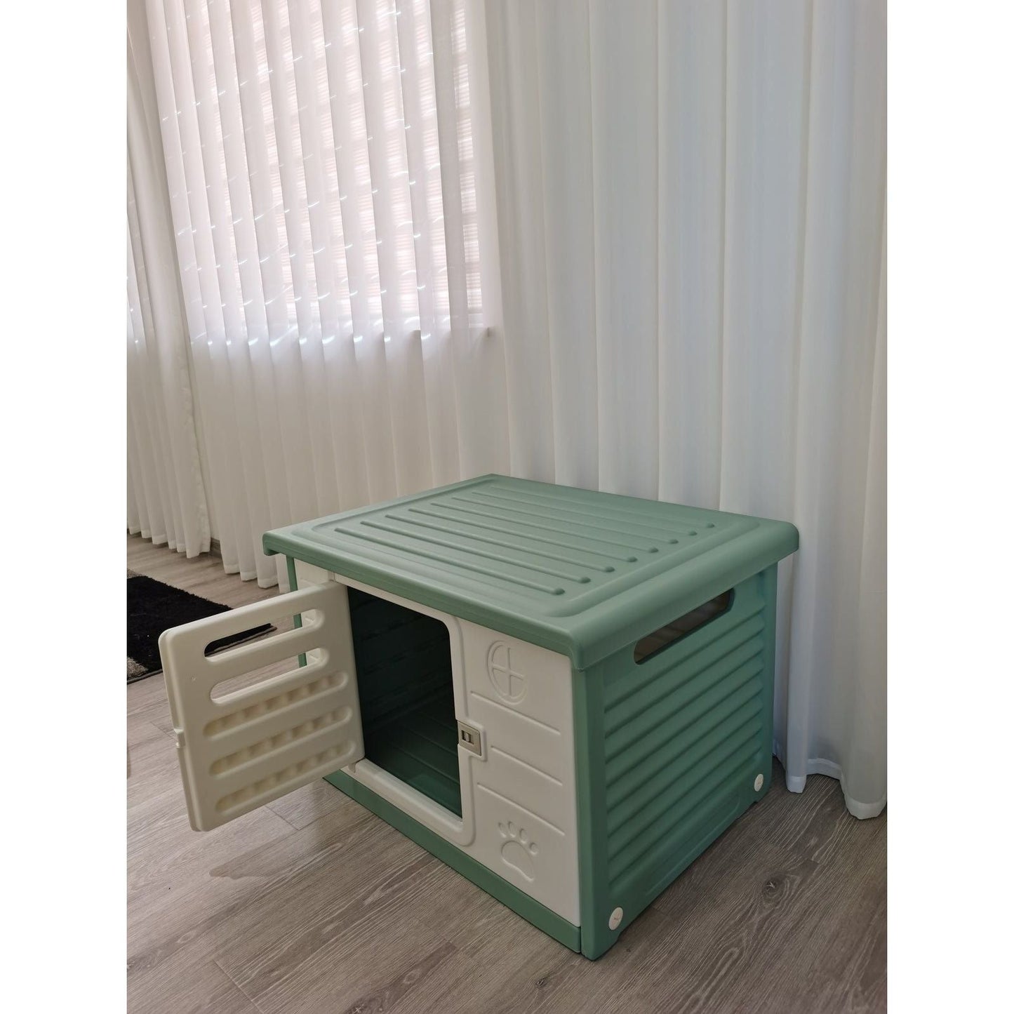 YES4PETS Medium Plastic Pet Dog Puppy Cat House Kennel Green