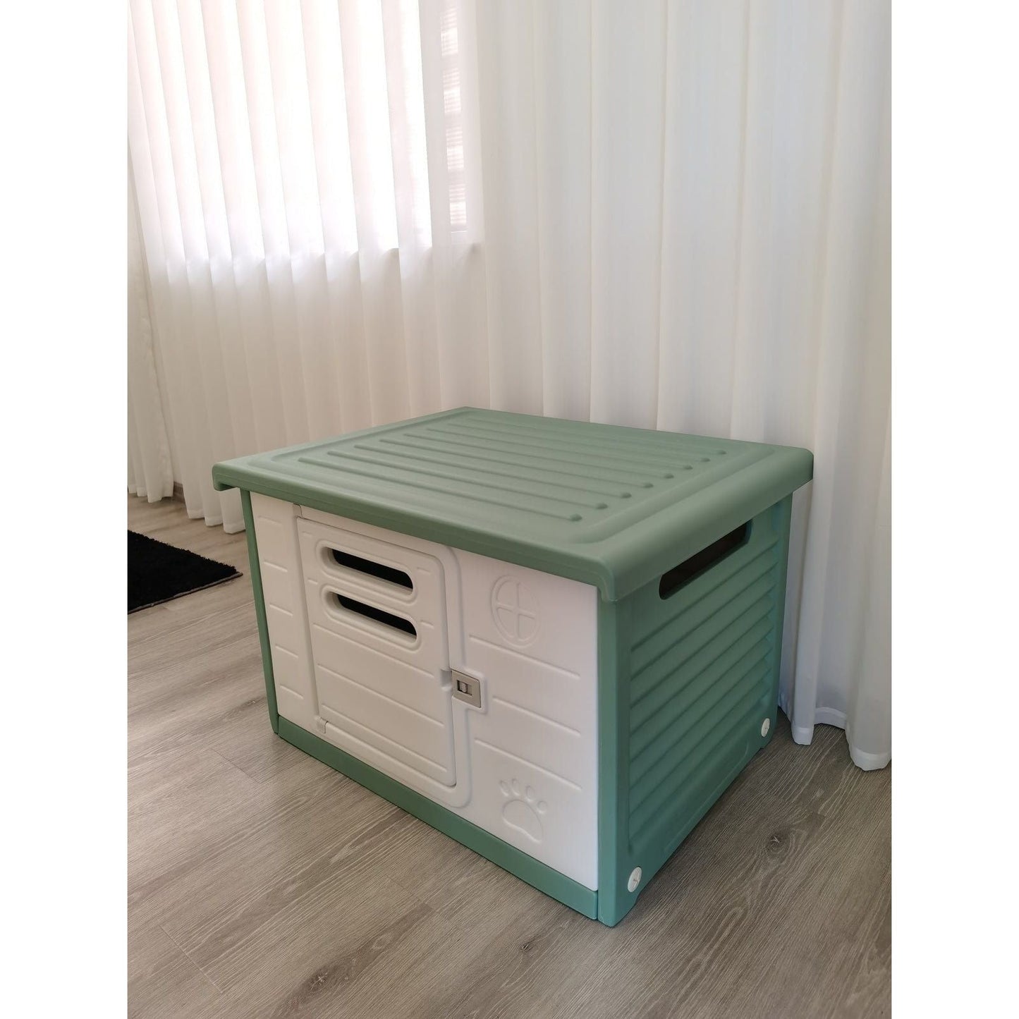 YES4PETS Medium Plastic Pet Dog Puppy Cat House Kennel Green