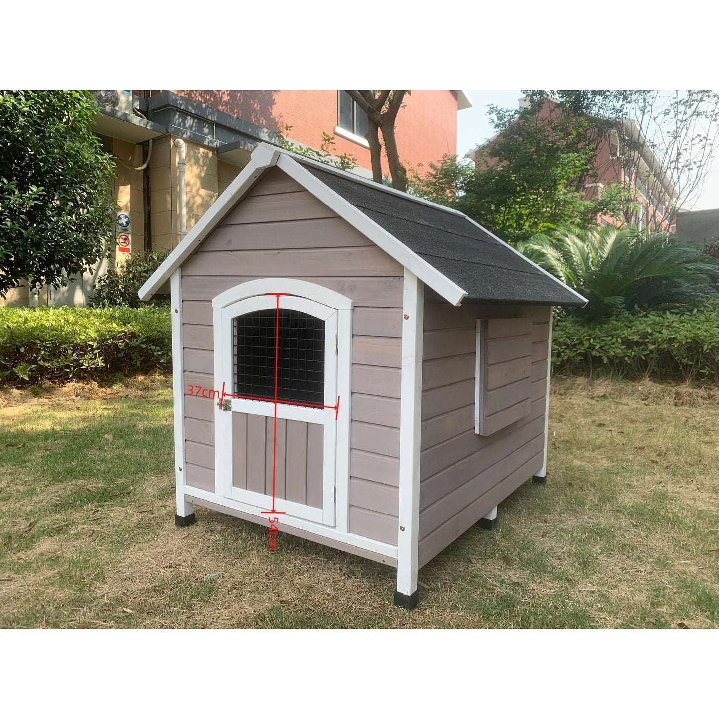 YES4PETS XL Timber Pet Dog Kennel House Puppy Wooden Timber Cabin With Door Grey