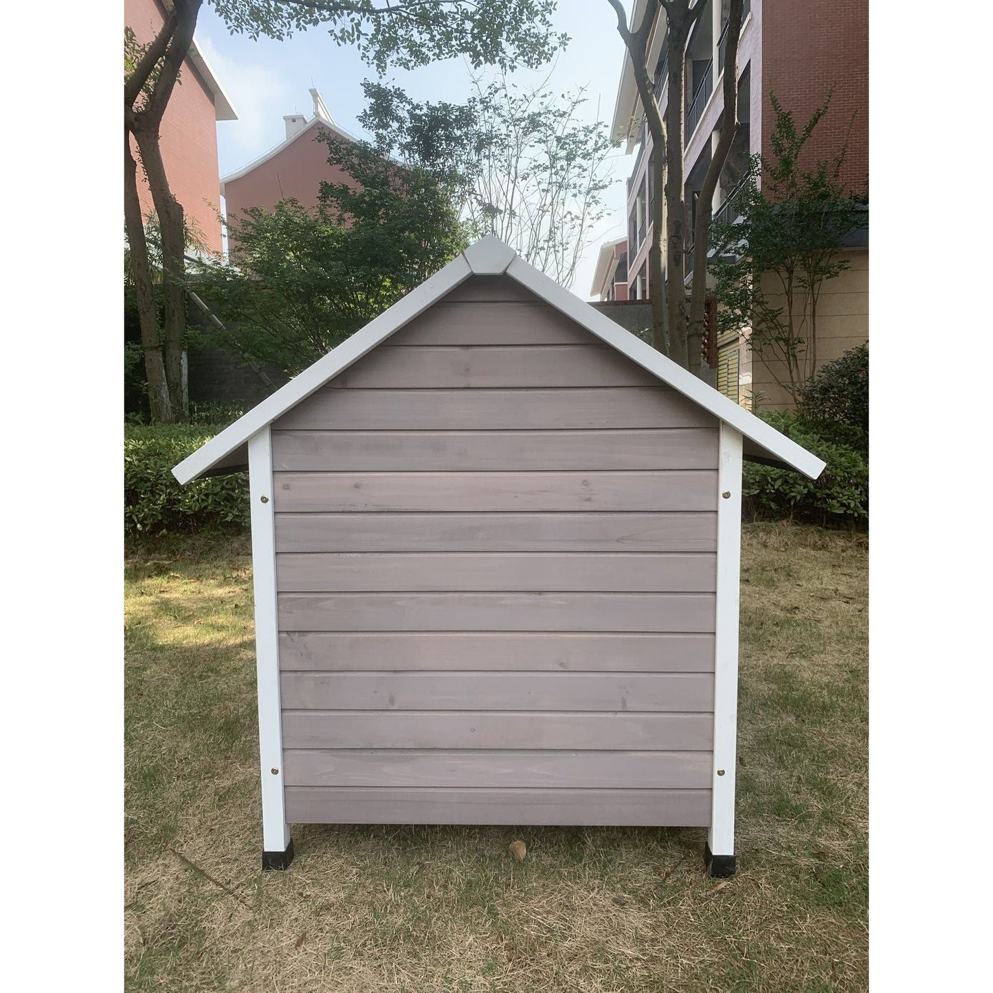 YES4PETS XL Timber Pet Dog Kennel House Puppy Wooden Timber Cabin With Door Grey