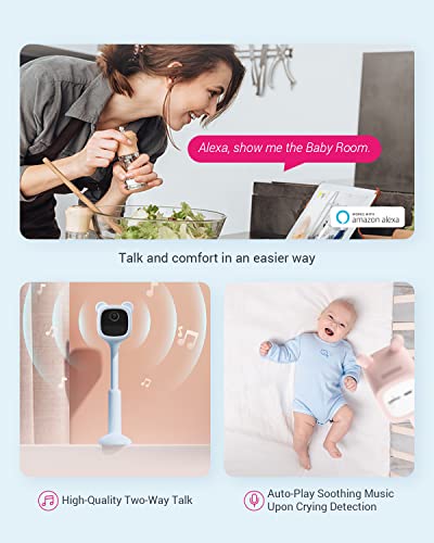 EZVIZ Smart Video Baby Monitor with Baby Crying and Activity Detection, Wireless Battery-Powered, Out-of-Crib Alerts, 1080P Baby Camera, Night Vision, Wire-Free Setup, 2-Way Talk, Alexa (BM1, Bear)