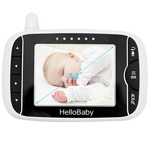 Baby Monitor, HelloBaby Video Baby Monitor with Camera and Audio, 3.2'' LCD Display Screen, Automatic Night Vision Camera,Two-Way Audio,Room Temperature Monitoring and Lullabies