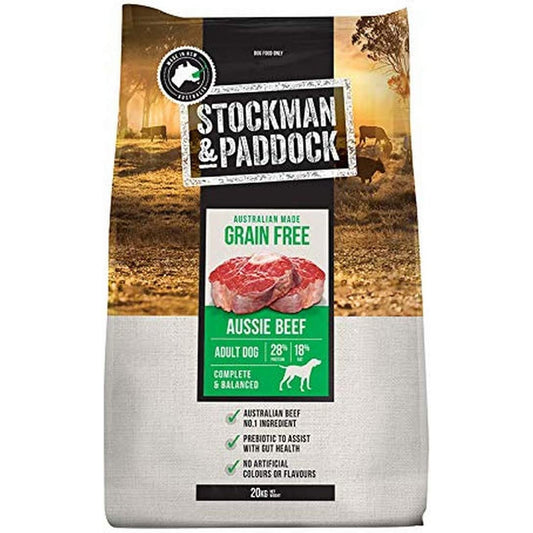 Stockman and Paddock Grain Free Dry Dog Food Beef, 20 Kilograms
