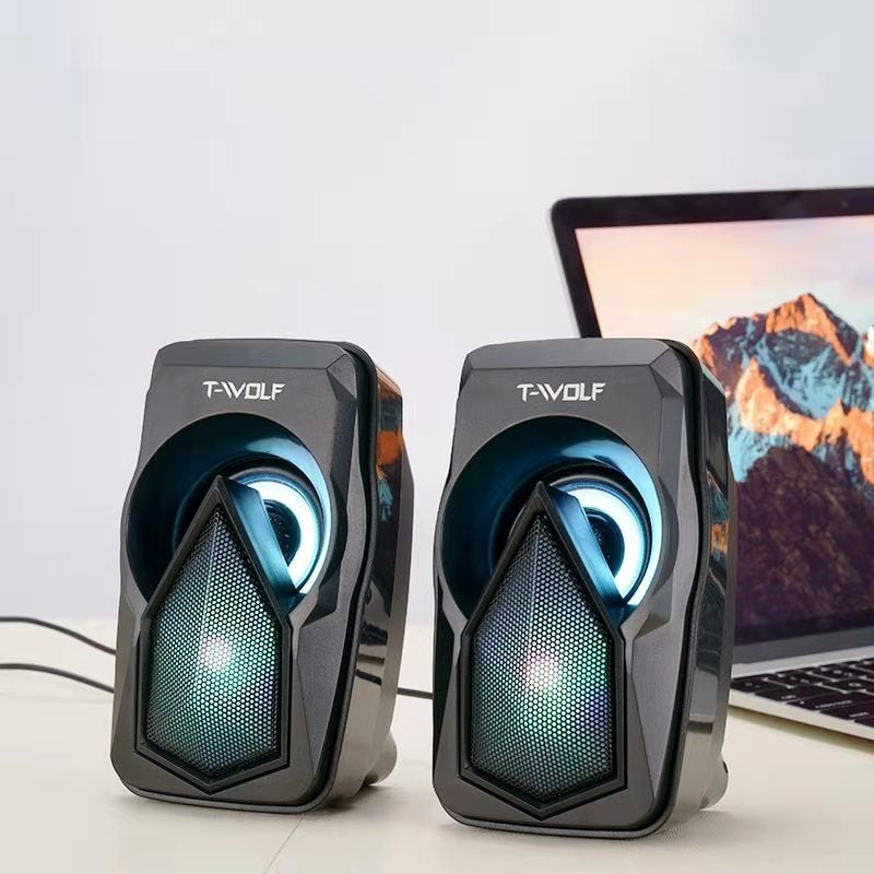 Top seller s11 wired computer speaker usb super bass portable home speakers set audio system glow speaker
