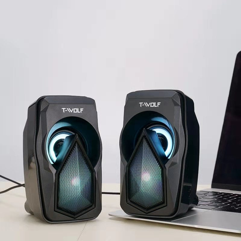 Top seller s11 wired computer speaker usb super bass portable home speakers set audio system glow speaker