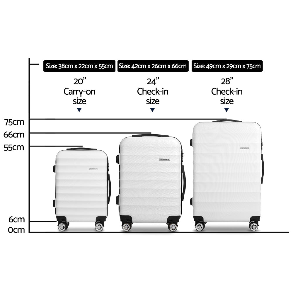 Stockholm 3pcs Luggage Set Travel Suitcase TSA Hard Case White