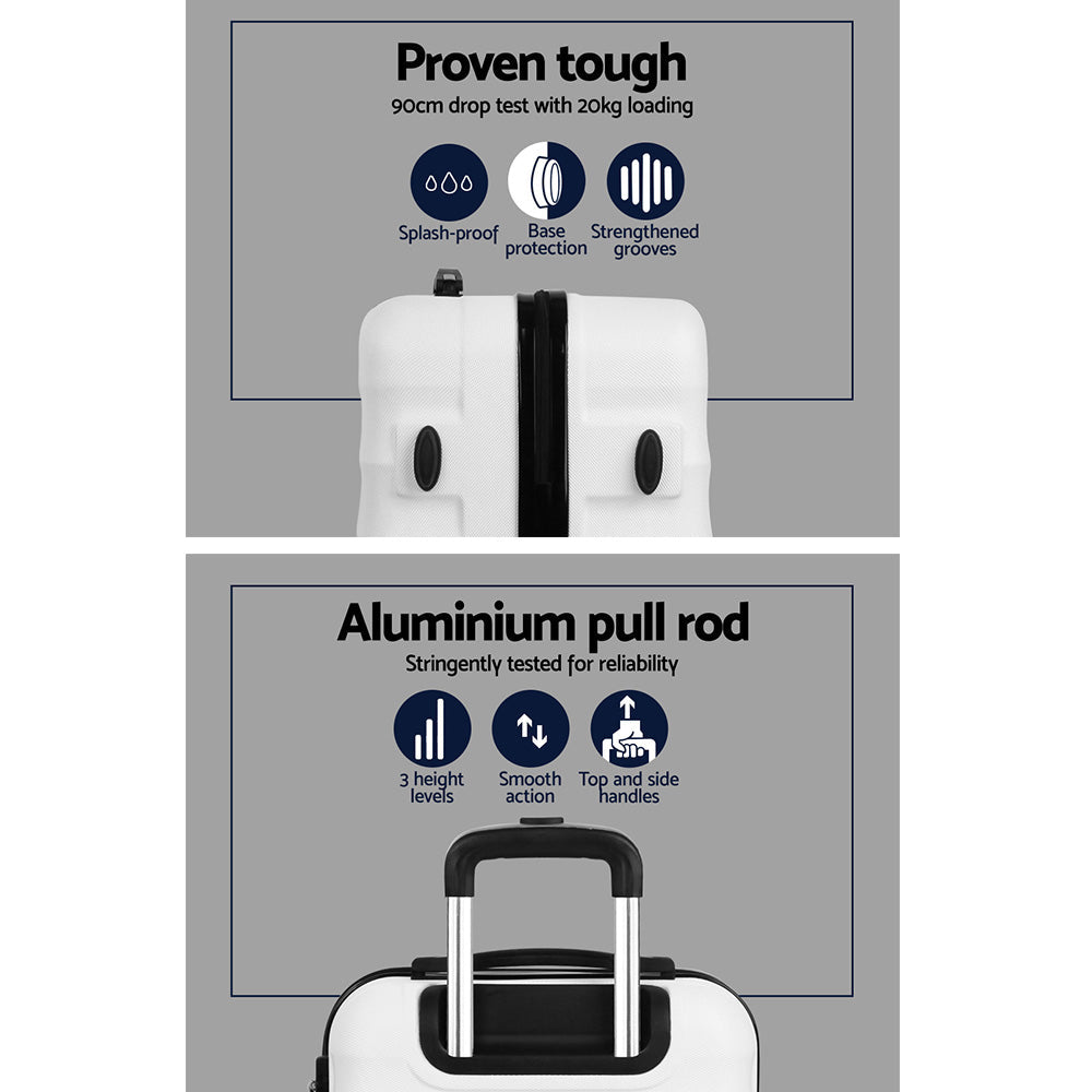 Stockholm 3pcs Luggage Set Travel Suitcase TSA Hard Case White