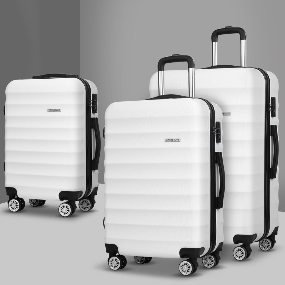 Stockholm 3pcs Luggage Set Travel Suitcase TSA Hard Case White