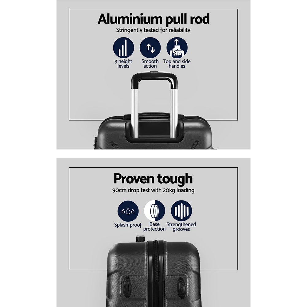 Melbourne 3pc Luggage Set Suitcase TSA Lock Black