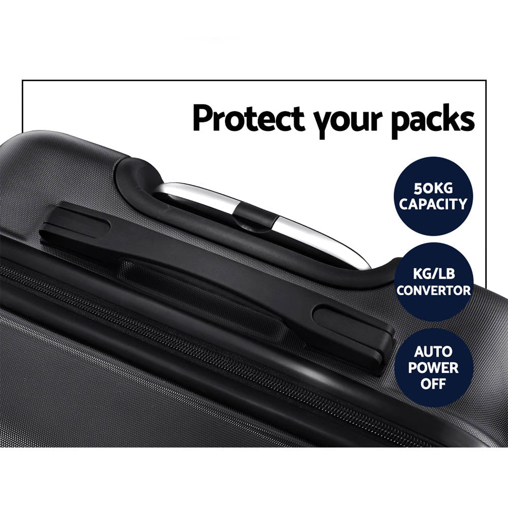 Melbourne 3pc Luggage Set Suitcase TSA Lock Black