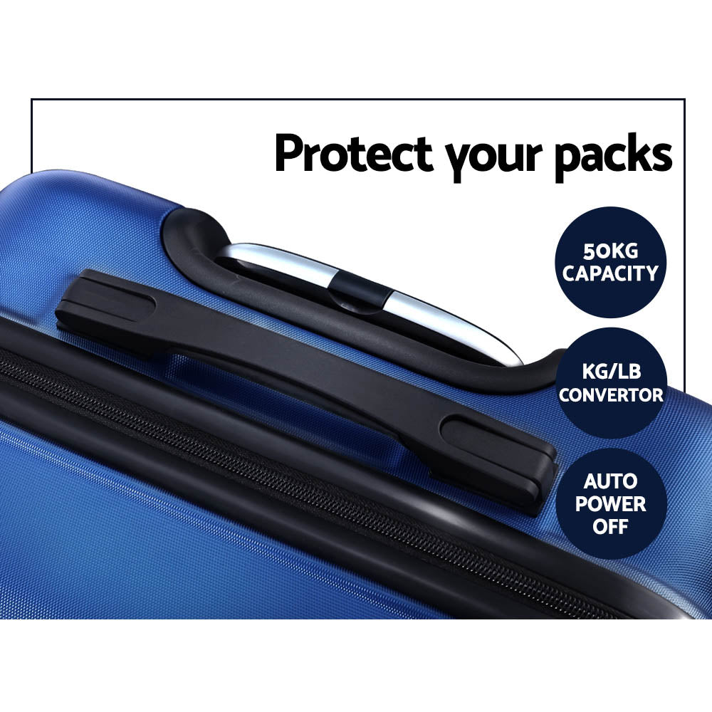 Miami 3pc Luggage Set Suitcase TSA Lock Blue