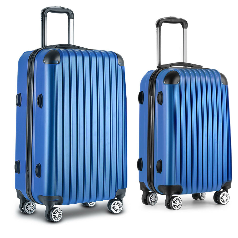 Miami 2pc Luggage Suitcase Set Travel TSA Hard Case Blue
