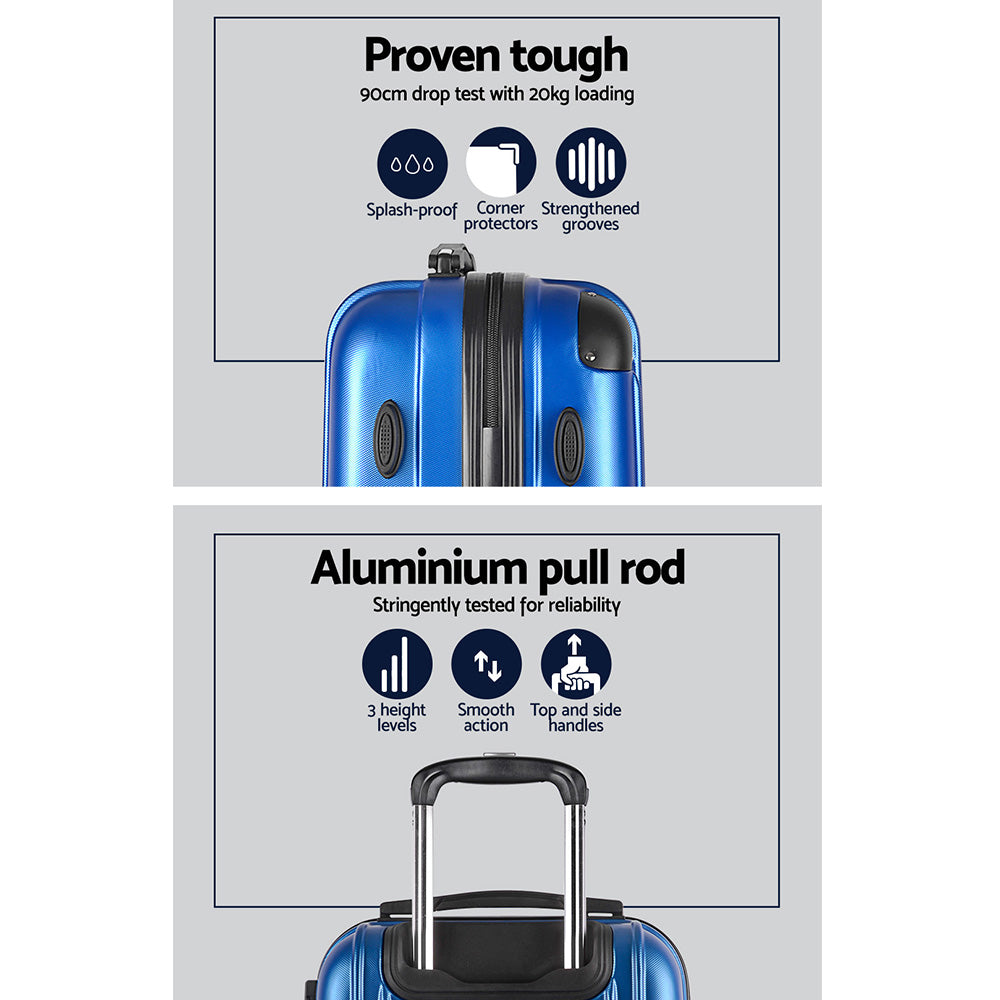 Miami 2pc Luggage Suitcase Set Travel TSA Hard Case Blue