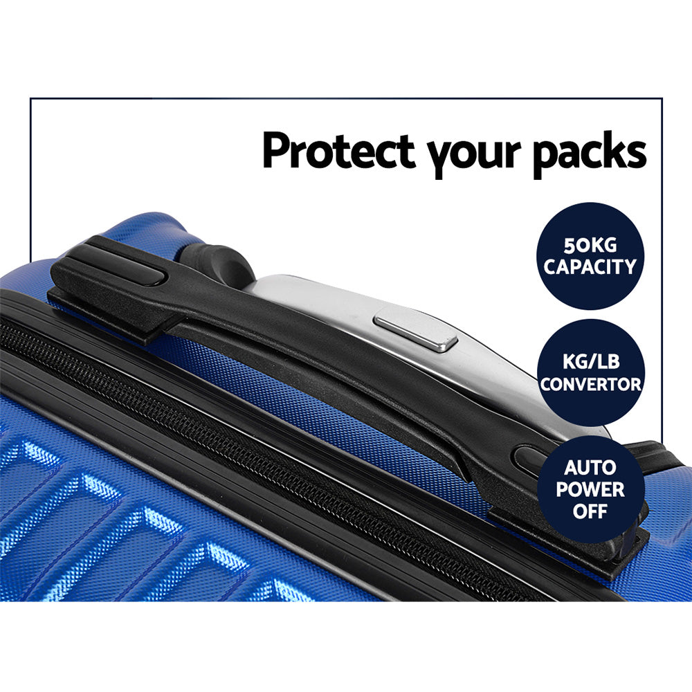 Miami 2pc Luggage Suitcase Set Travel TSA Hard Case Blue