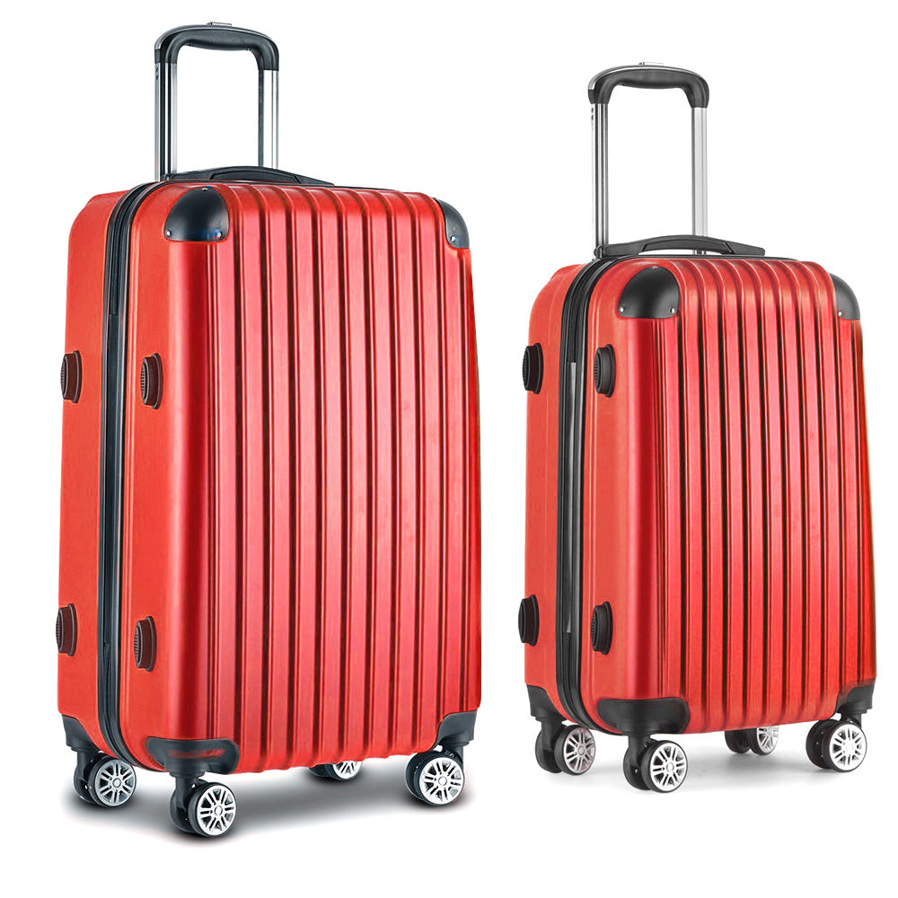 Barcelona 2pc Luggage Suitcase Sets Travel TSA Hard Case Red