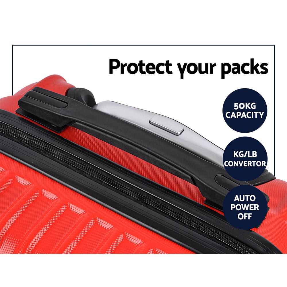 Barcelona 2pc Luggage Suitcase Sets Travel TSA Hard Case Red