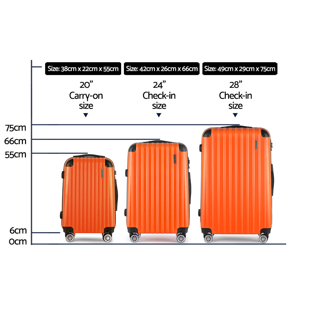 Barcelona 3pc Luggage Set TSA Hard Case Orange