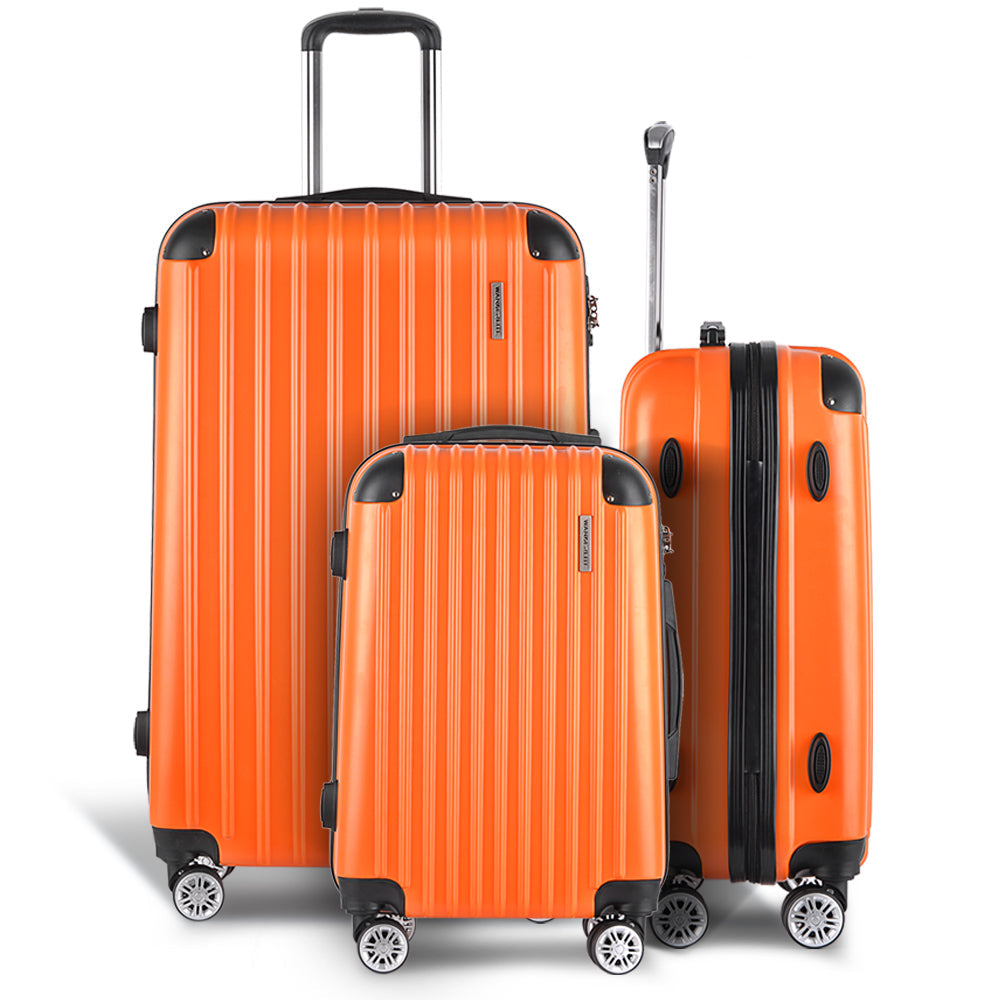 Barcelona 3pc Luggage Set TSA Hard Case Orange