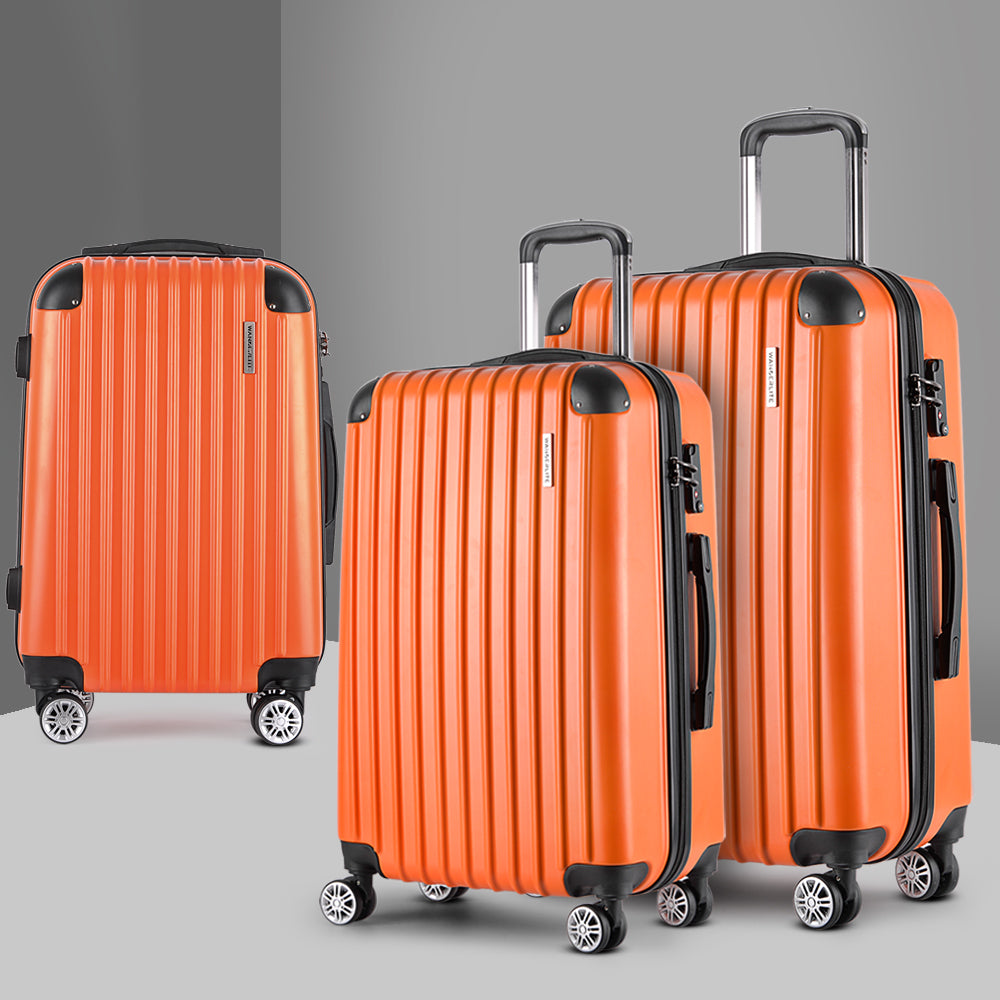 Barcelona 3pc Luggage Set TSA Hard Case Orange
