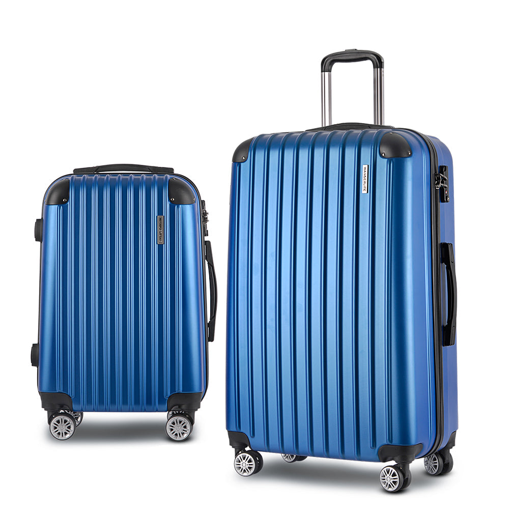 Miami 2pcs Luggage Set Travel Suitcase Hard Case Carry On Bag Blue