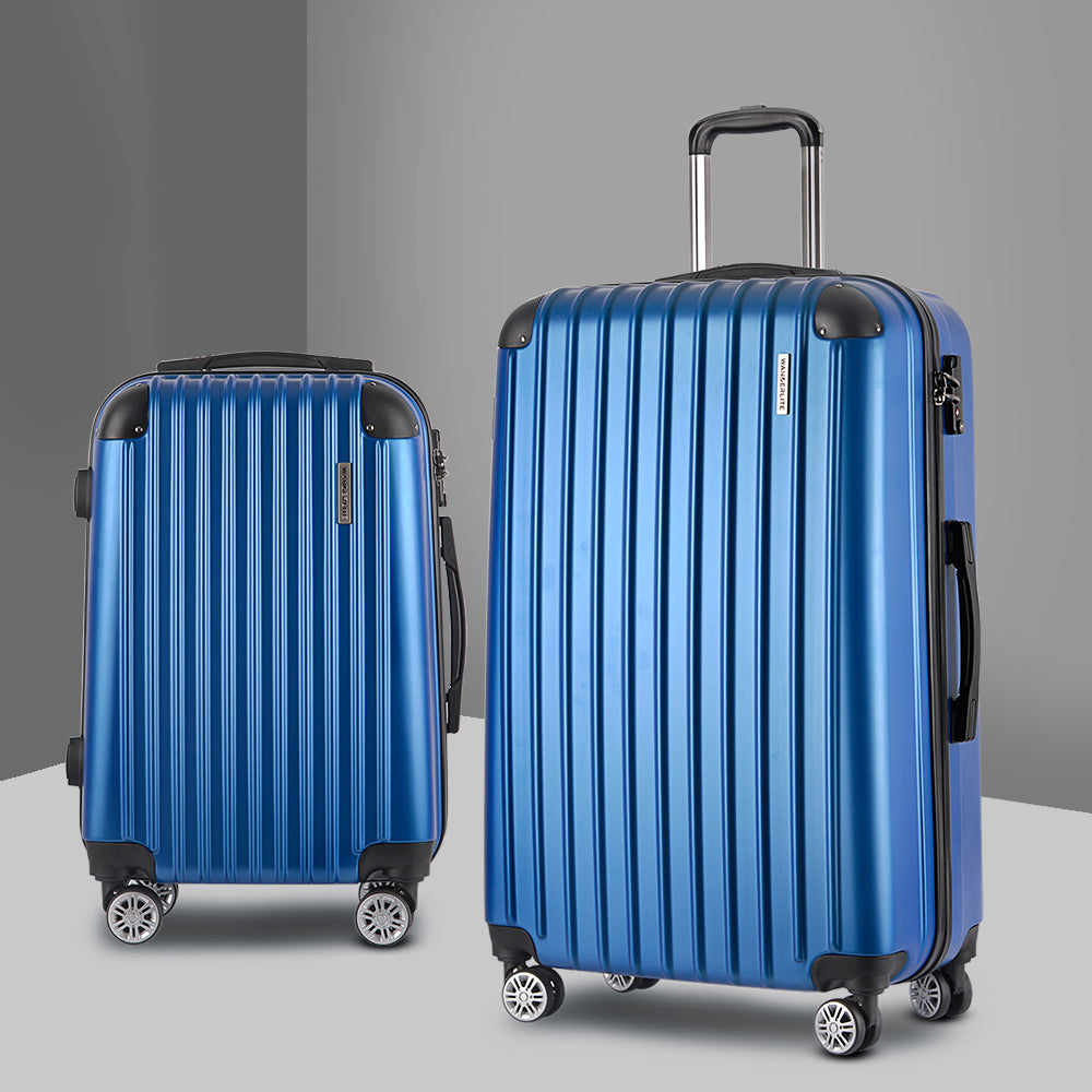 Miami 2pcs Luggage Set Travel Suitcase Hard Case Carry On Bag Blue
