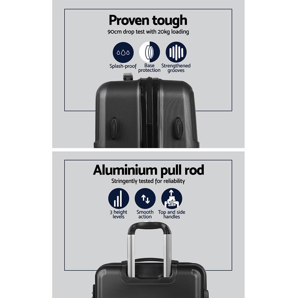 Melbourne 3pc Luggage Set Suitcase Travel TSA Hard Case Black