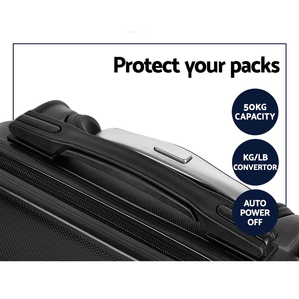 Melbourne 3pc Luggage Set Suitcase Travel TSA Hard Case Black