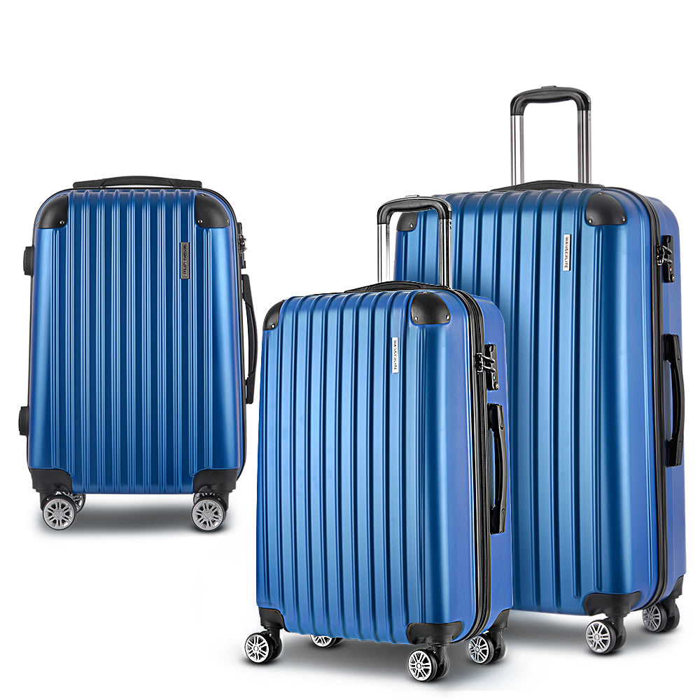 Miami 3pcs Luggage Set Travel Suitcase TSA lock Blue