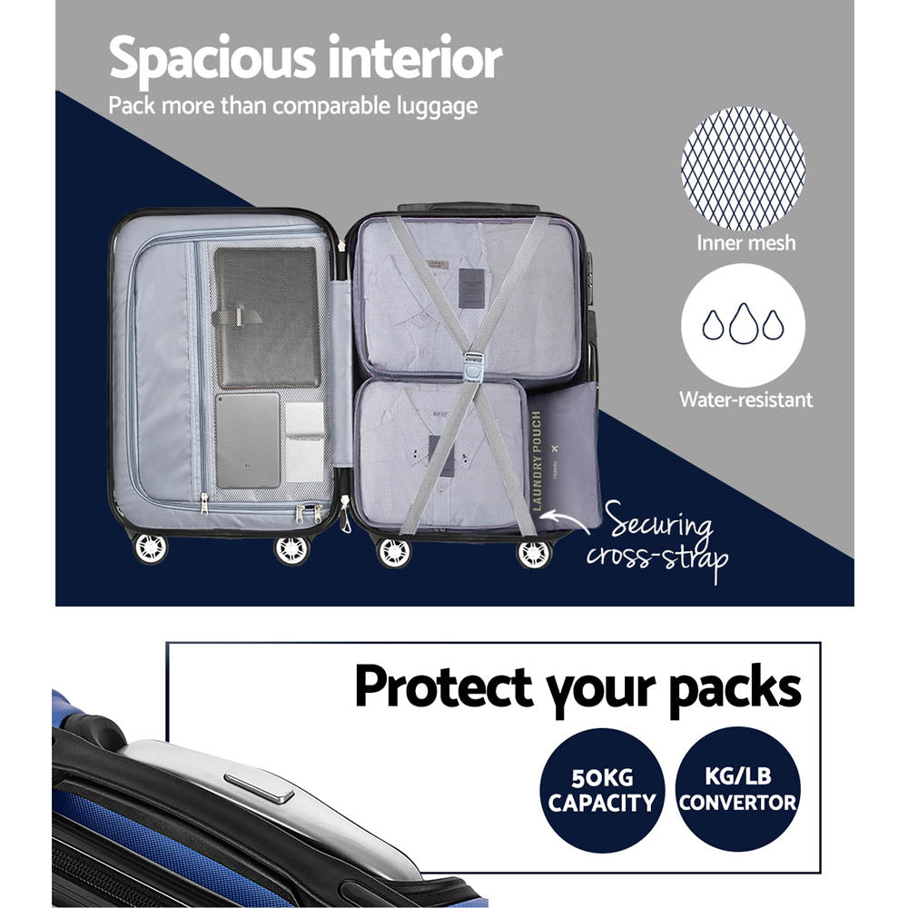 Miami 3pcs Luggage Set Travel Suitcase TSA lock Blue