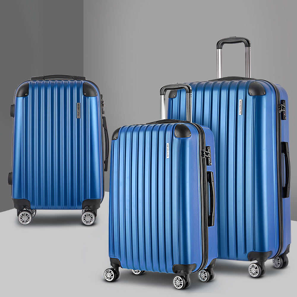 Miami 3pcs Luggage Set Travel Suitcase TSA lock Blue